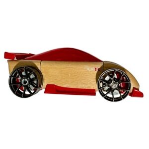 Automoblox C9-R Sportscar Modular Building Block Wood Red Toy Car Ages 3+ Kids